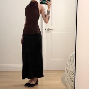 Sir brown mesh halter neck